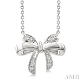 1/20 Ctw Bow Single Cut Diamond Fashion Pendant With Chain in Sterling Silver