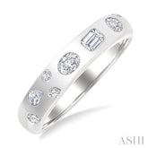 1/3 Ctw Bezel Set Mixed Cut Diamond Mosaic Fashion Band in 14K White Gold