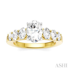 1 Ctw Oval Shape Oval and Round Cut Diamond Semi-Mount Engagement Ring in 14K Yellow and White Gold