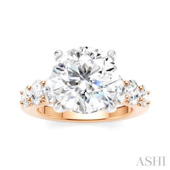 1 1/4 Ctw Round Shape Oval and Round Cut Diamond Semi-Mount Engagement Ring in 14K Rose and White Gold