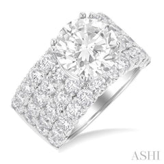 2 1/6 ctw Wide Four Row Round Cut Diamond Semi-Mount Engagement Ring in 14K Yellow and White Gold