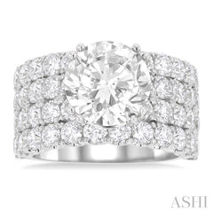 2 1/6 ctw Wide Four Row Round Cut Diamond Semi-Mount Engagement Ring in 14K Yellow and White Gold