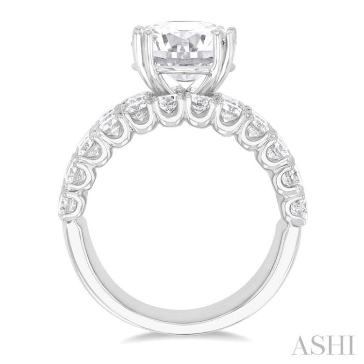 2 1/6 ctw Wide Four Row Round Cut Diamond Semi-Mount Engagement Ring in 14K Yellow and White Gold