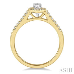 1/5 Ctw Marquise Shape Round Cut Diamond Semi-Mount Engagement Ring in 14K Yellow and White Gold