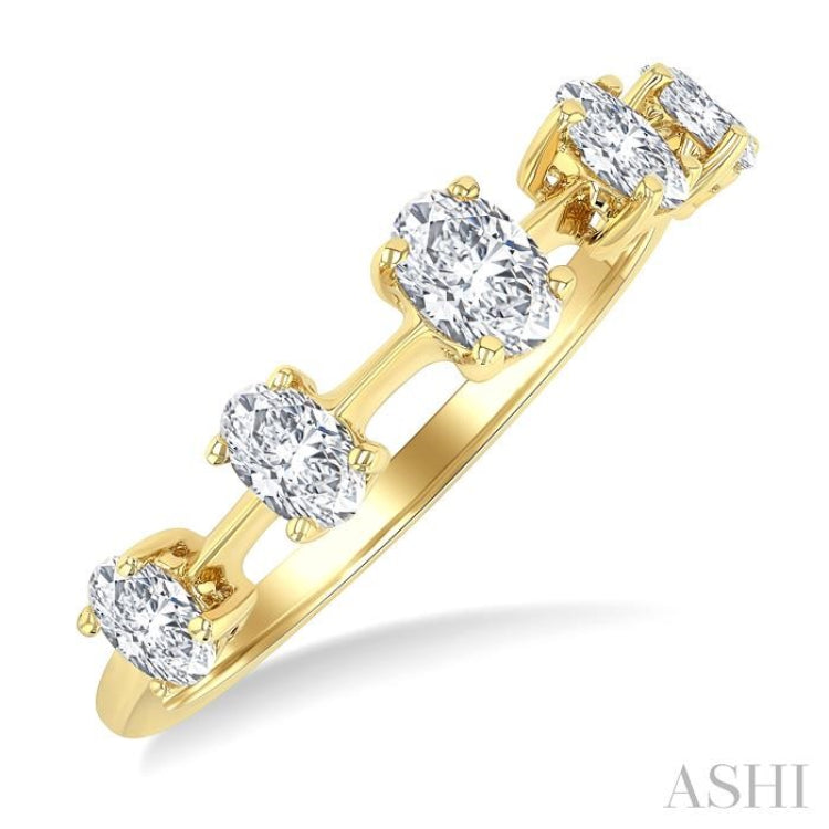 3/4 Ctw Oval Cut Diamond Half Eternity 5-Stone Fashion Band in 14K Yellow Gold