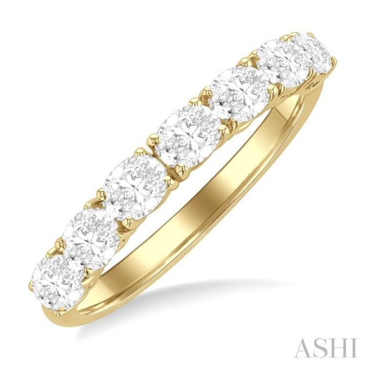 1 Ctw East-West Oval Cut Diamond Fashion Ring in 14K Yellow Gold