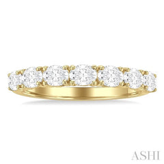 1 Ctw East-West Oval Cut Diamond Fashion Ring in 14K Yellow Gold
