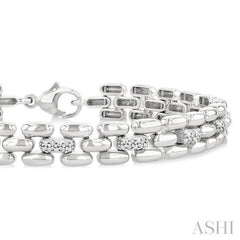 1/6 Ctw Bold Panther Link Single Cut Diamond Fashion Bracelet in Sterling Silver