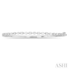 1.00 ctw Marquise and Round Cut Diamond Fashion Bangle in 14K White Gold