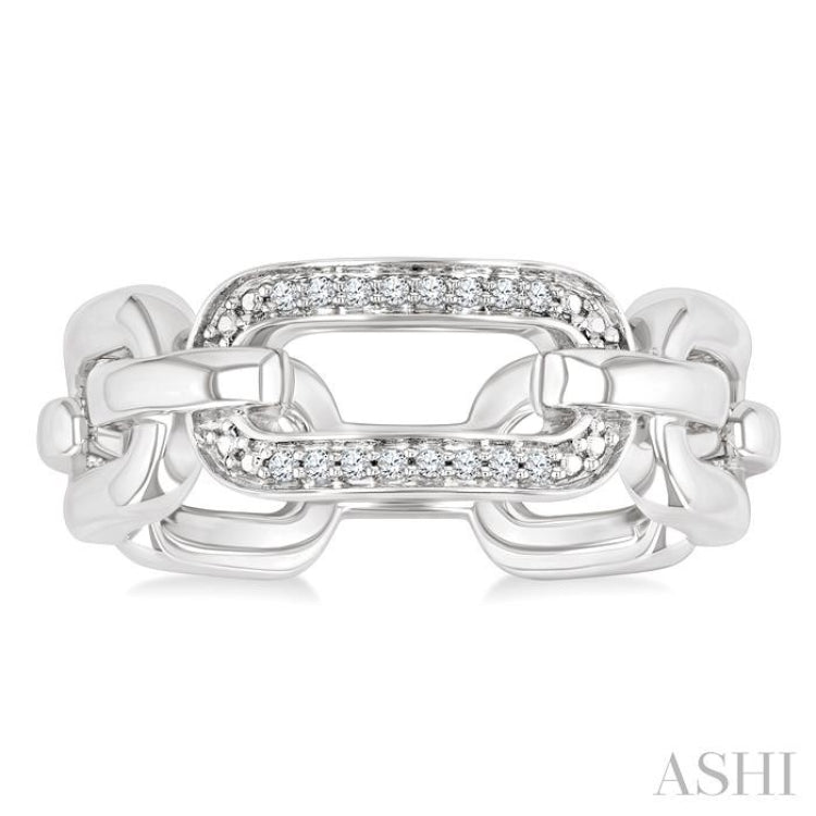 1/20 Ctw Bold Round Cut Diamond Paperclip Ring in Sterling Silver