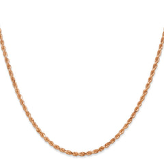14K Rose Gold 24 inch 2.25mm Diamond-cut Rope with Lobster Clasp Chain