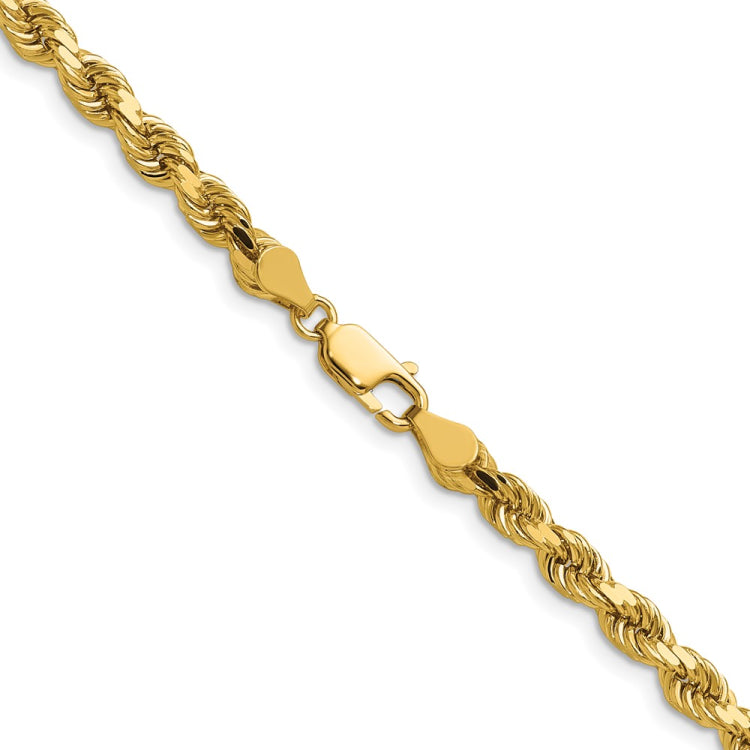 14K 24 inch 4.5mm Diamond-cut Rope with Lobster Clasp Chain