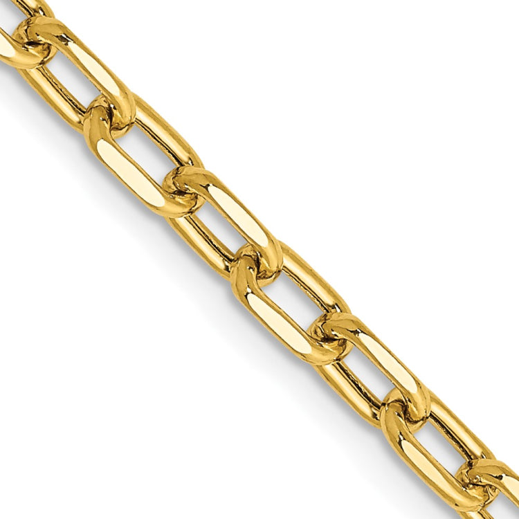 14K  18 inch 3.7mm Semi-Solid Diamond-cut Open Link Cable with Lobster Clasp Chain