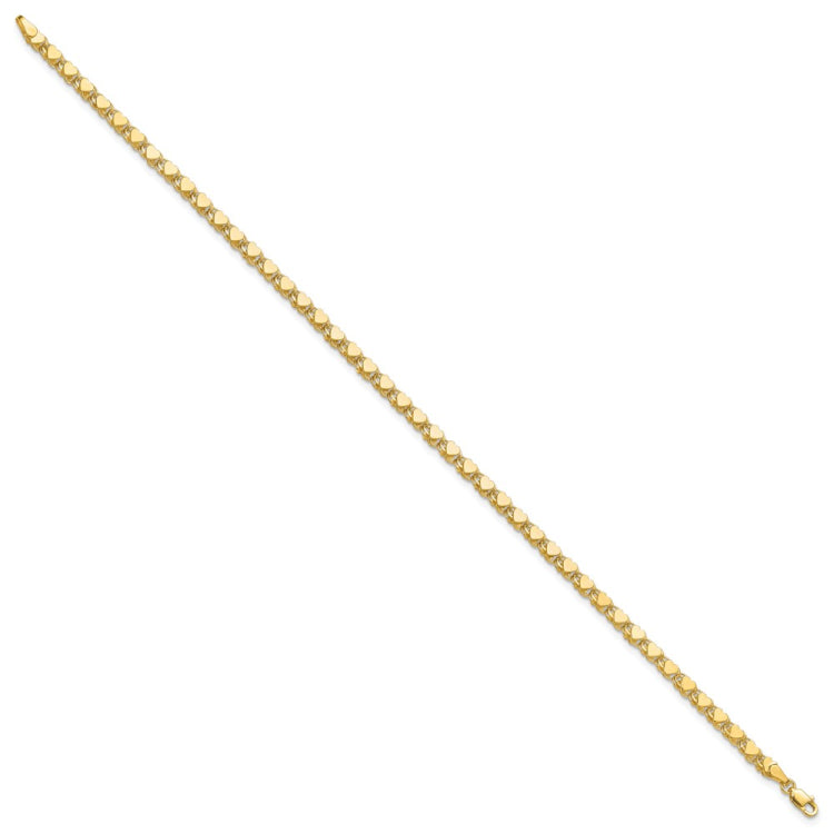 14k Polished Double-Sided Hearts Double Link 10 inch Anklet