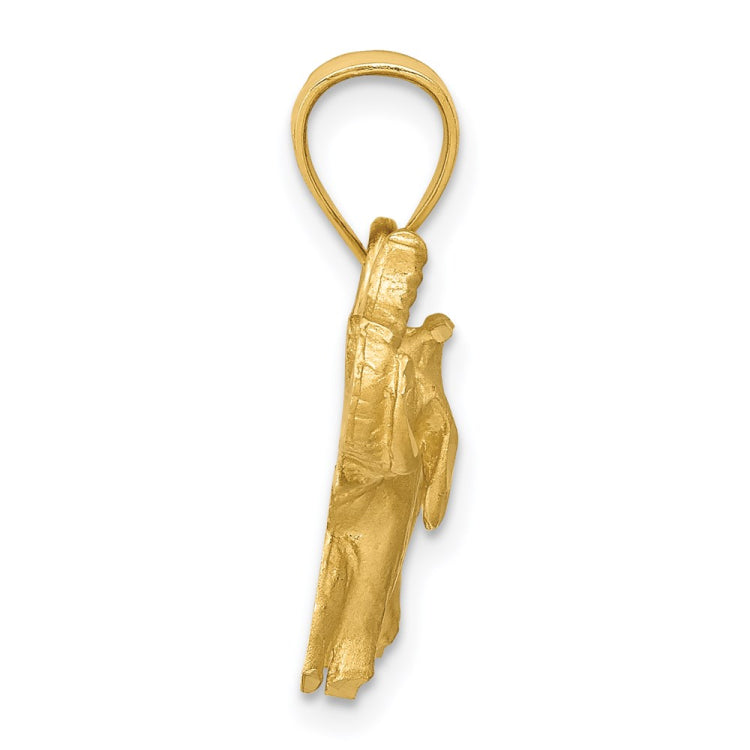 14K Satin Diamond-cut Elephant Pendant