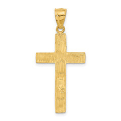 14K Diamond-cut Textured Cross Pendant