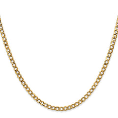14K 18 inch 3.35mm Semi-Solid Curb with Lobster Clasp Chain
