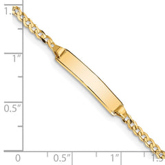 14k Polished Solid Chain/Solid Plate Curb Link 20x4.8mm Plate 5.5 inch Baby/Child ID Bracelet