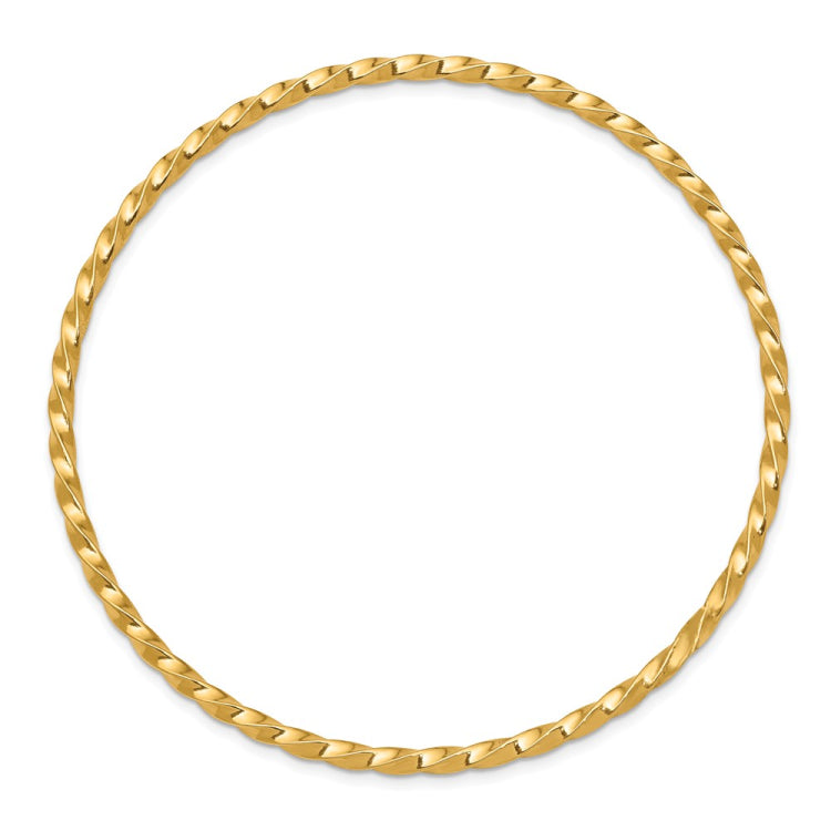 14k Polished Twisted 2.50mm Slip-on Round Bangle Bracelet