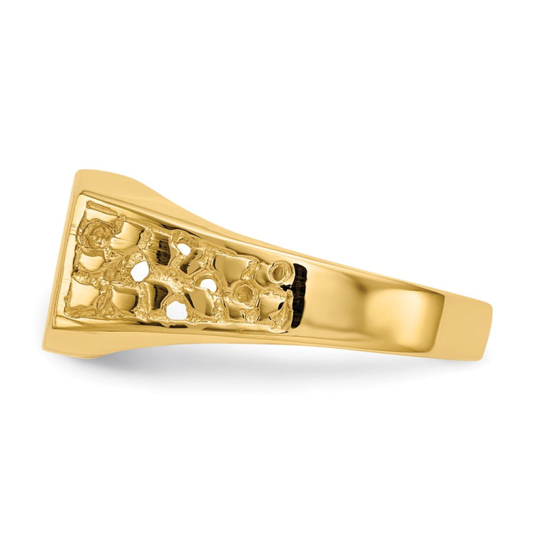 14k 10.5x9.0mm Open Back Mens Signet Ring