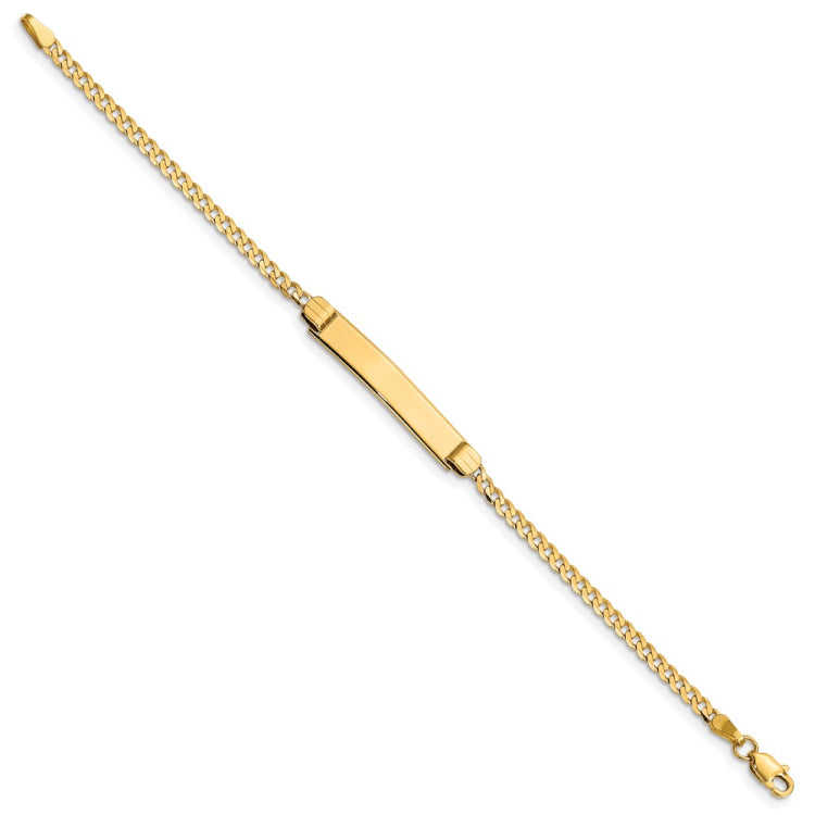 14k Polished Solid Chain/Solid Plate Curb Link 26x5mm Plate 5.5 inch Baby/Child ID Bracelet