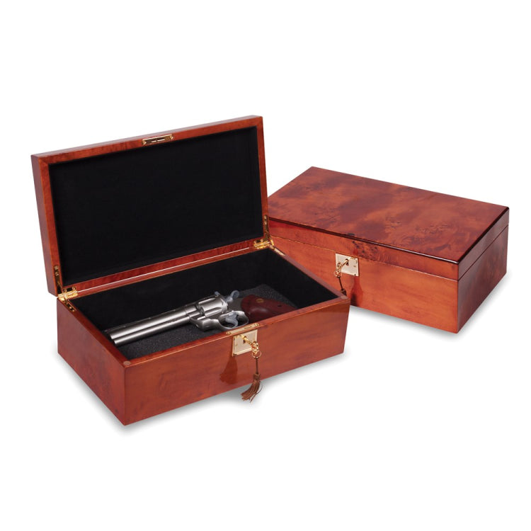 Luxury Giftware Mapa Burlwood Veneer High Gloss Finish Multi Use Locking Collector Box