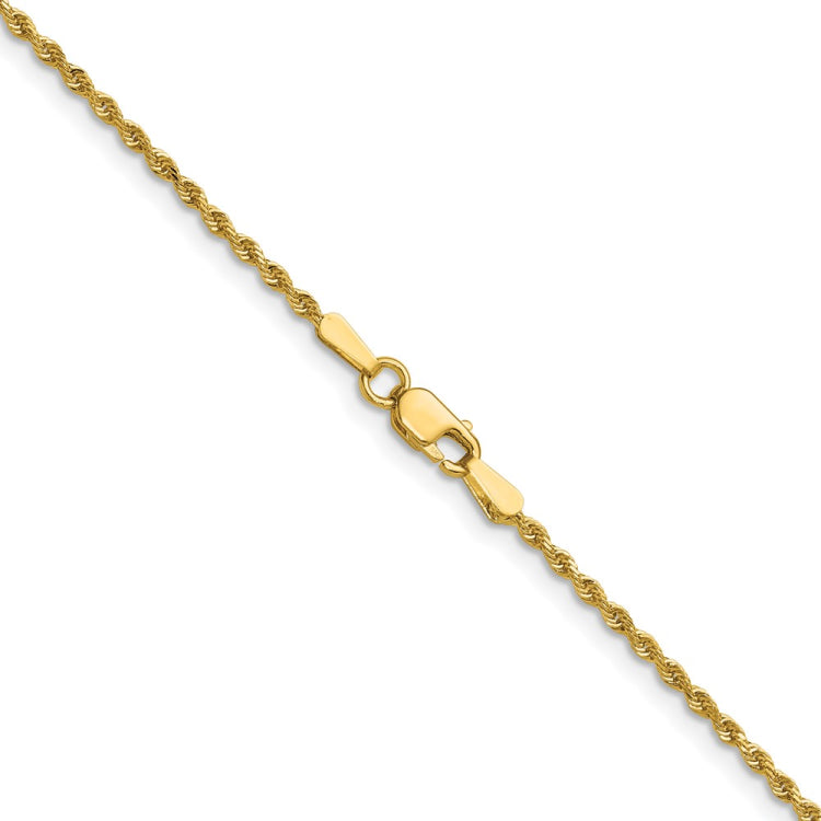 14K 16 inch 1.5mm Diamond-cut Rope with Lobster Clasp Chain