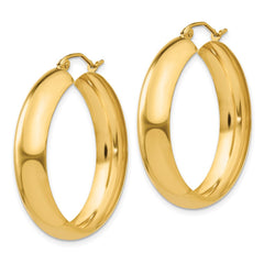 14K 7x33mm Polished Hoop Earrings