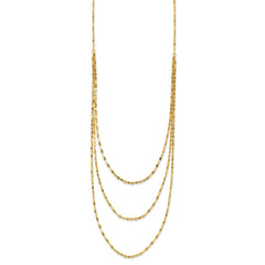 14k Polished Triple Strand Bib Fancy Chain 19.5 inch Necklace