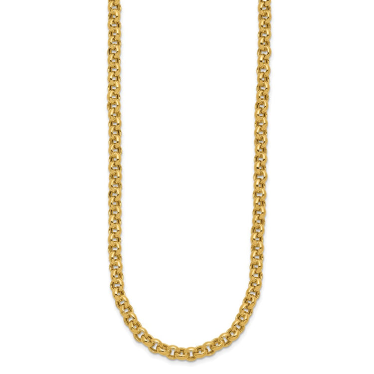 14k Polished Fancy 5mm Rolo Link 18 inch Necklace
