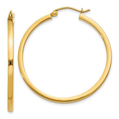 14k 2x35mm Square Tube Hoop Earrings