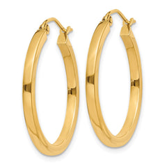 14k 2x25mm Square Tube Hoop Earrings