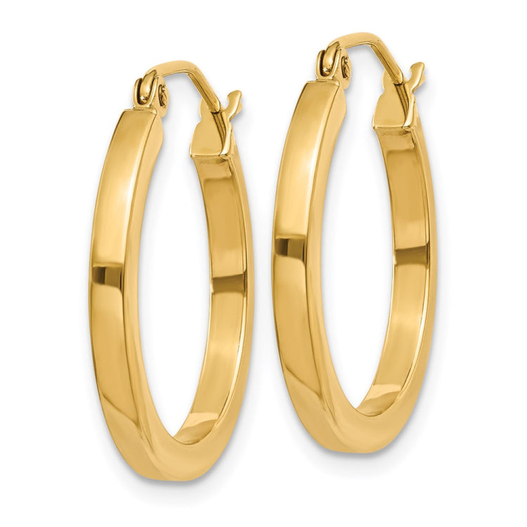14k 2x20mm Square Tube Hoop Earrings