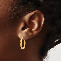 14k 2x20mm Square Tube Hoop Earrings