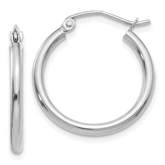 14k White Gold 2x20mm Polished Tube Hoop Earrings