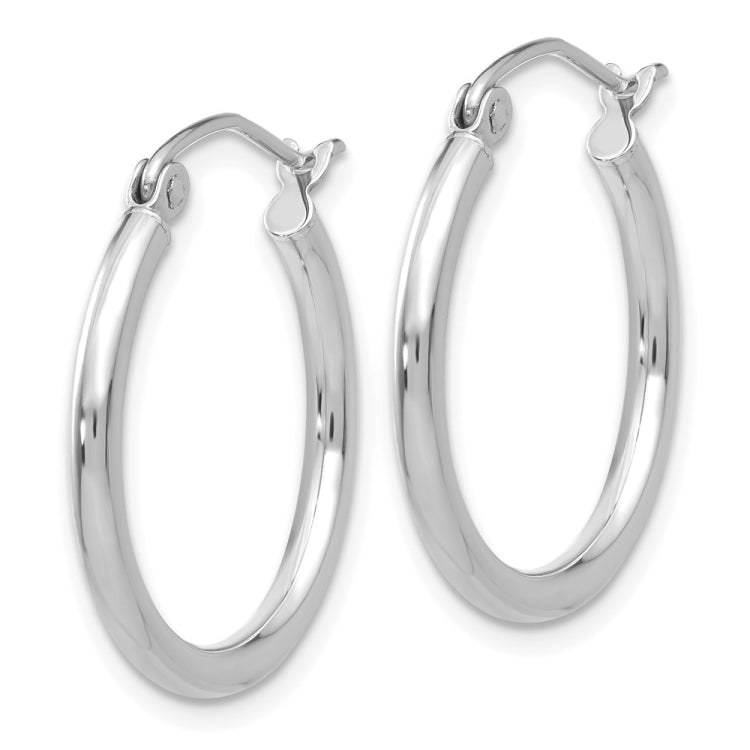 14k White Gold 2x20mm Polished Lightweight Tube Hoop Earrings