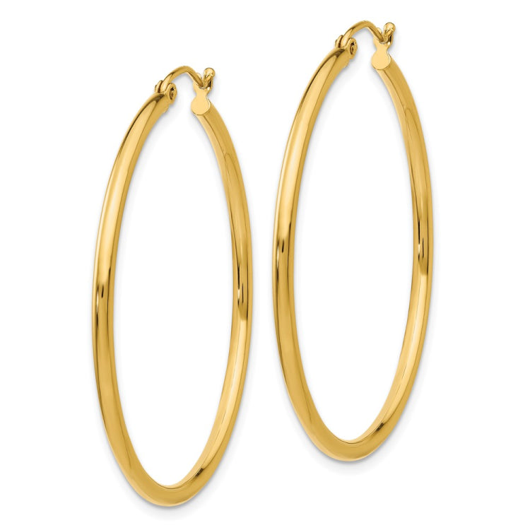 14k 2x40mm Polished Lightweight Tube Hoop Earrings