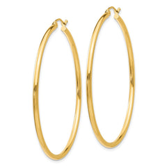 14k 2x50mm Polished Tube Hoop Earrings