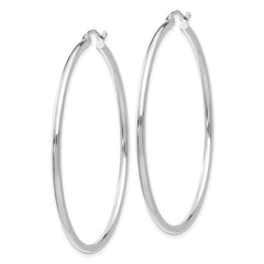 14K Rose Gold 2x50mm Polished Lightweight Tube Hoop Earrings