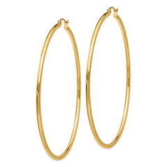 14k 2x65mm Polished Tube Hoop Earrings
