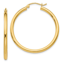 14k 2.5x35mm Polished Lightweight Tube Hoop Earrings