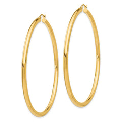 14K 3x65mm Polished Lightweight Tube Hoop Earrings