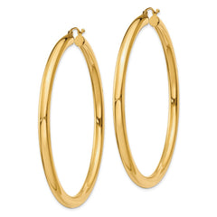 14K 4x60mm Polished Lightweight Tube Hoop Earrings