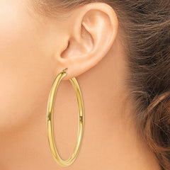 14K 4x65mm Polished Lightweight Tube Hoop Earrings