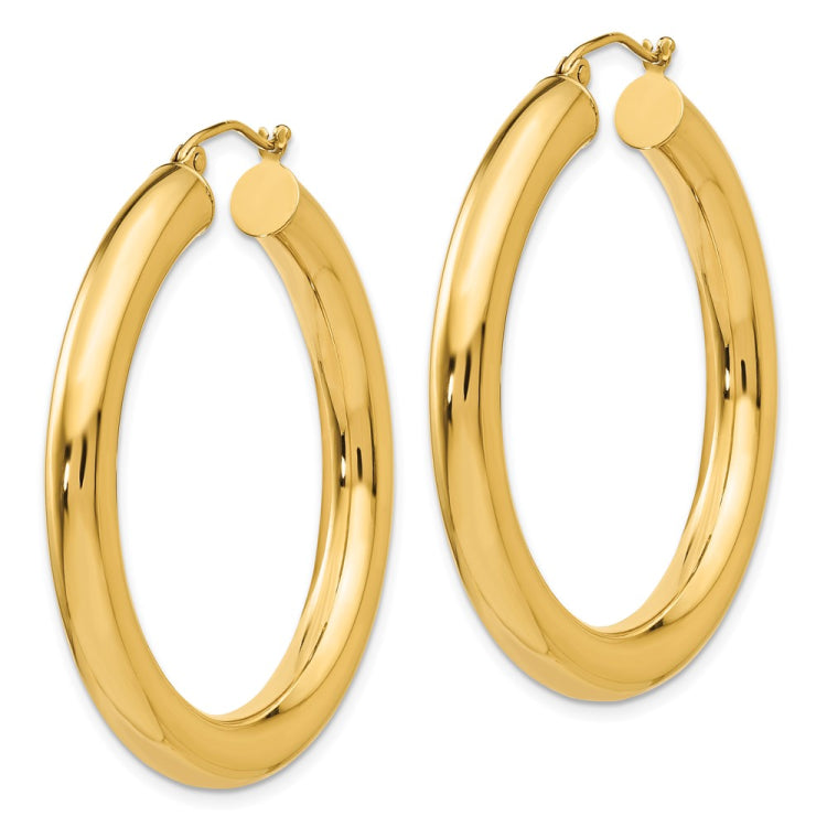 14k 5x40mm Polished Tube Hoop Earrings