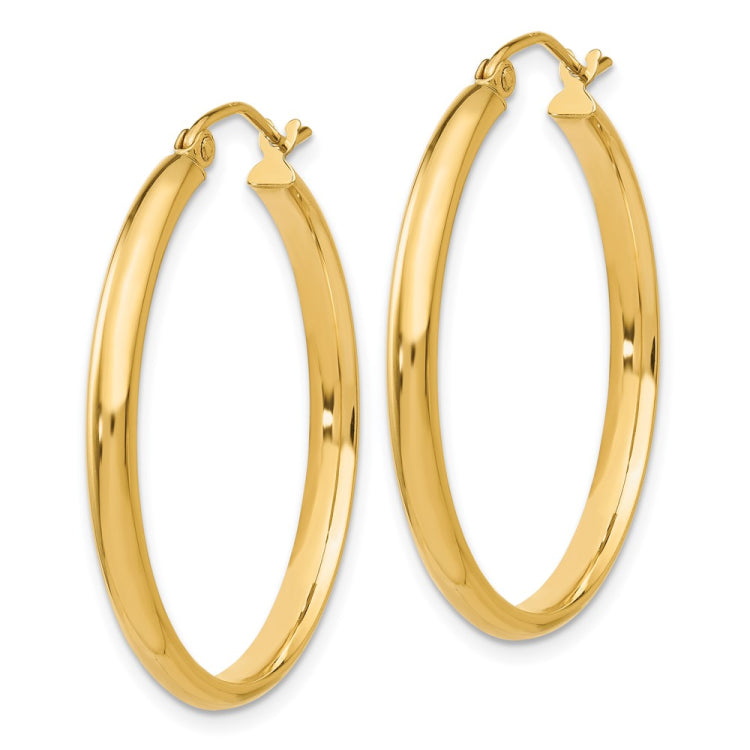 14k 2.75x30mm Polished Tube Hoop Earrings