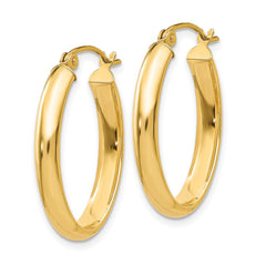 14k 3.5x16mm Polished Oval Tube Hoop Earrings