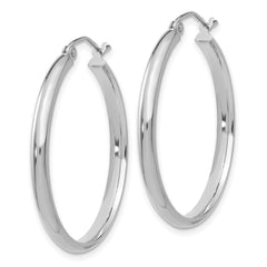 14k White Gold 2.75x30mm Polished Tube Hoop Earrings