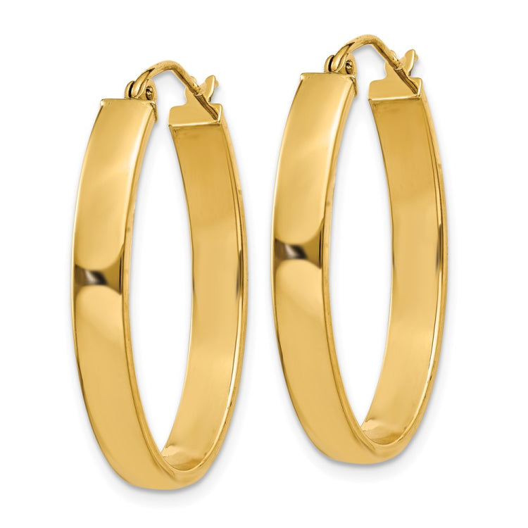 14k 4x30mm Lightweight Oval Tube Hoop Earrings
