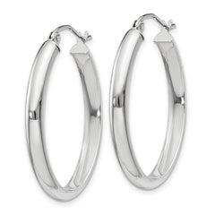 14k White Gold 3.75x31mm Polished Oval Tube Hoop Earrings